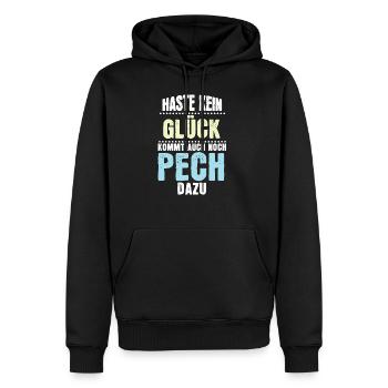 Haste kein Glück, kommt auch noch Pech dazu - Männer Premium Bio Hoodie - Schwarz - Vorne - Nico (187cm)