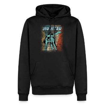 Vintage Jiu Jitsu Kampfsport - Männer Premium Bio Hoodie - Schwarz - Vorne - Nico (187cm)