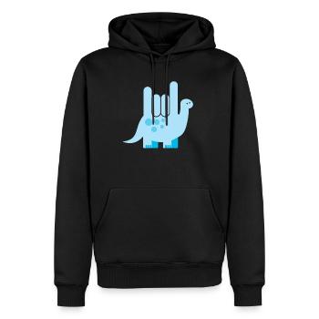 Gebärdensprache Dinosaurier - Ich Liebe Dich - Männer Premium Bio Hoodie - Schwarz - Vorne - Nico (187cm)