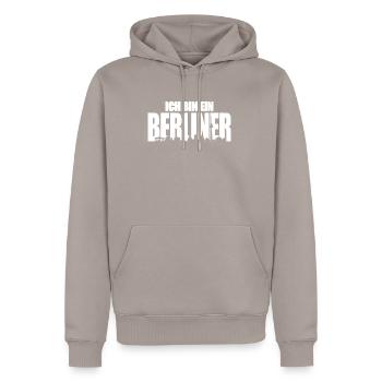 Je suis une berlinoise - Sweat à capuche Premium bio Homme - taupe - Devant - Nico (187cm)