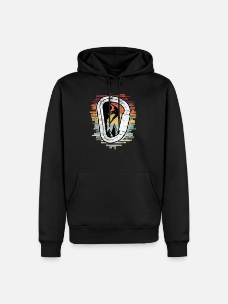 Klettern Karabiner Vintage Bouldern - Männer Premium Bio Hoodie - Schwarz