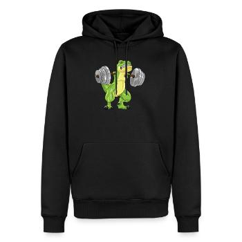T-Rex Dino Kniebeugen Workout Bodybuilder Geschenk - Männer Premium Bio Hoodie - Schwarz - Vorne - Nico (187cm)