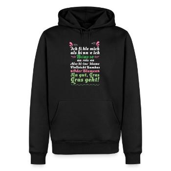 Ich fühle mich als könnte ich Bäume ausreissen. Al - Männer Premium Bio Hoodie - Schwarz - Vorne - Nico (187cm)