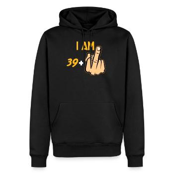40e anniversaire - Sweat à capuche Premium bio Homme - noir - Devant - Nico (187cm)