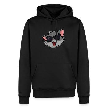 Chat Cool - Sweat à capuche Premium bio Homme - noir - Devant - Nico (187cm)