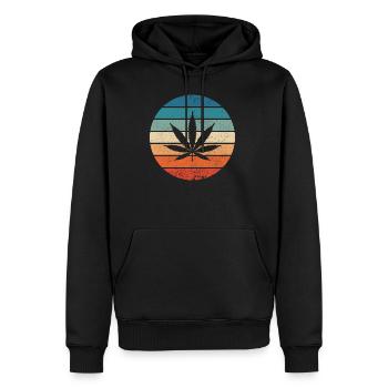 Hanf Cannabis Hanfblatt THC CBD Retro Geschenk - Männer Premium Bio Hoodie - Schwarz - Vorne - Nico (187cm)