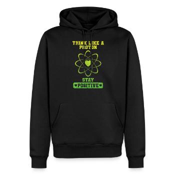 Positif Comme Un proton - Sweat à capuche Premium bio Homme - noir - Devant - Nico (187cm)