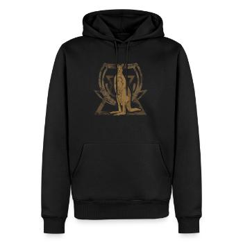 Känguru - Männer Premium Bio Hoodie - Schwarz - Vorne - Nico (187cm)