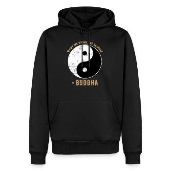 Yin Yang Bouddhisme Citation - Sweat à capuche Premium bio Homme - noir - Devant - Nico (187cm)
