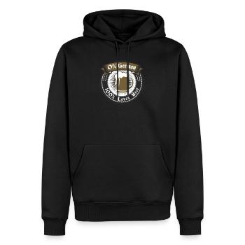 0 German 100 loves Beer print - German - Men’s Premium Organic Hoodie - black - Front - Nico (187cm)