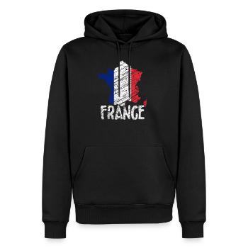 France Paris - Sweat à capuche Premium bio Homme - noir - Devant - Nico (187cm)