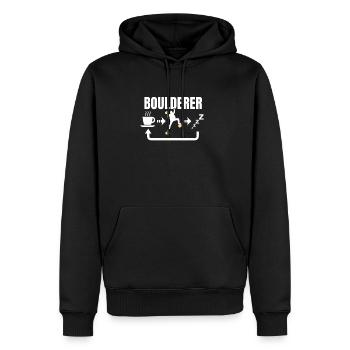 Bouldern - Männer Premium Bio Hoodie - Schwarz - Vorne - Nico (187cm)
