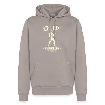 | de produits Skinheads celtiques Irlandais / Écossais - Sweat à capuche Premium bio Homme - taupe - Devant - Nico (187cm)
