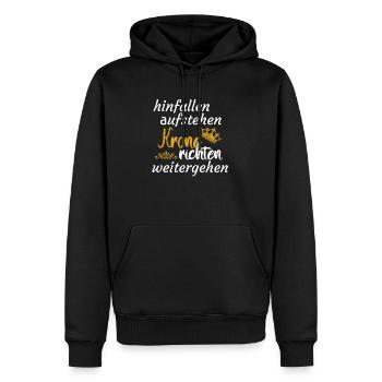 Hinfallen aufstehen krone richten weitergehen - Männer Premium Bio Hoodie - Schwarz - Vorne - Nico (187cm)