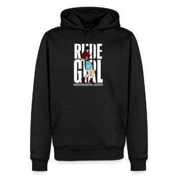 Rude Girl print | 1969 | Trojan Skinhead Clothing - Men’s Premium Organic Hoodie - black - Front - Nico (187cm)