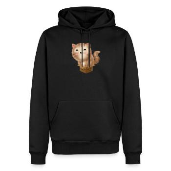 Chaton dans la boîte cadeau d'amant de chat - Sweat à capuche Premium bio Homme - noir - Devant - Nico (187cm)