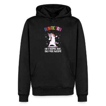 Einhorn Tante Aunticorn Bunt Pink lustig Geschenk - Männer Premium Bio Hoodie - Schwarz - Vorne - Nico (187cm)