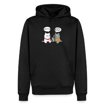 Katzen Sprüche T-Shirt Wer ist das? Das ist ein - Männer Premium Bio Hoodie - Schwarz - Vorne - Nico (187cm)