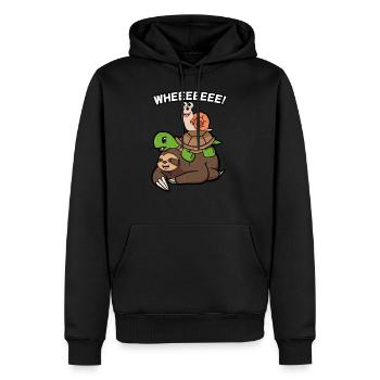 Tortue escargot et paresse - Sweat à capuche Premium bio Homme - noir - Devant - Nico (187cm)