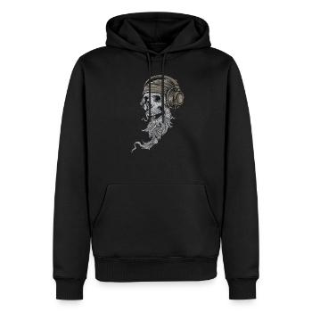 Skull Rocker avec écouteurs - Rockabilly, Skull - Sweat à capuche Premium bio Homme - noir - Devant - Nico (187cm)