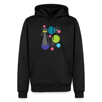 Retro Style Atomic Era Mid Century Cool Cat - Männer Premium Bio Hoodie - Schwarz - Vorne - Nico (187cm)