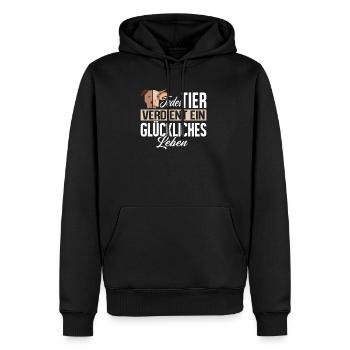 Vegan Bien-être animal - Sweat à capuche Premium bio Homme - noir - Devant - Nico (187cm)