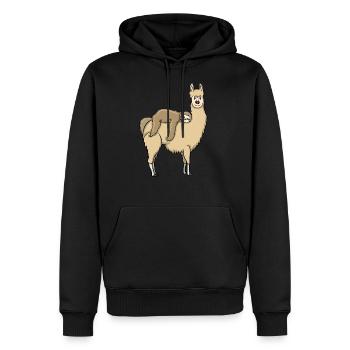 Faultier reitet auf Lama - Männer Premium Bio Hoodie - Schwarz - Vorne - Nico (187cm)