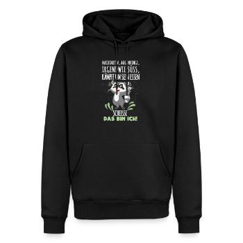 Nachtaktiv, Augenringe, irgendwie süß, kämpft um s - Männer Premium Bio Hoodie - Schwarz - Vorne - Nico (187cm)