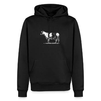 Kuh - Männer Premium Bio Hoodie - Schwarz - Vorne - Nico (187cm)