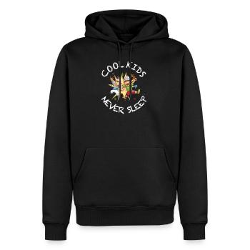 Cool Kids Never Sleep Shirt white - Men’s Premium Organic Hoodie - black - Front - Nico (187cm)