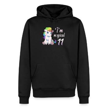 Je suis magique 11 Licorne 11 Cadeau d'anniversaire - Sweat à capuche Premium bio Homme - noir - Devant - Nico (187cm)
