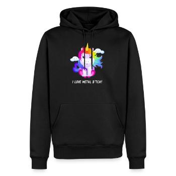 Einhorn i Love Metal Heavy Metal Metaller Geschenk - Männer Premium Bio Hoodie - Schwarz - Vorne - Nico (187cm)