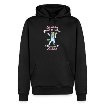 Laufgruppe Team joggen dabbing Einhorn Geschenk - Männer Premium Bio Hoodie - Schwarz - Vorne - Nico (187cm)
