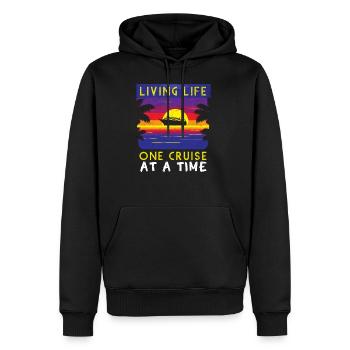 Living Life One Cruise At A Time Funny Cruise Ship - Sweat à capuche Premium bio Homme - noir - Devant - Nico (187cm)