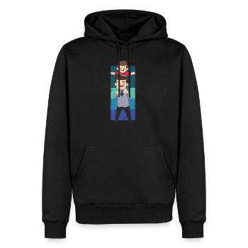 Père Fils Fête Des Pères Dire T-shirt - Sweat à capuche Premium bio Homme - noir - Devant - Nico (187cm)