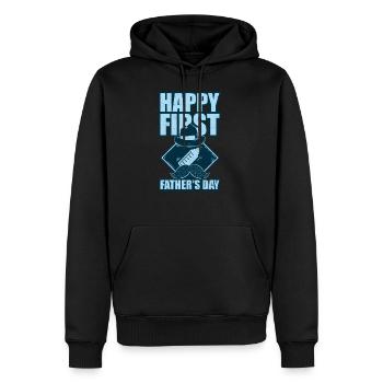Père fils fête des pères 1er papa disant t-shirt - Sweat à capuche Premium bio Homme - noir - Devant - Nico (187cm)