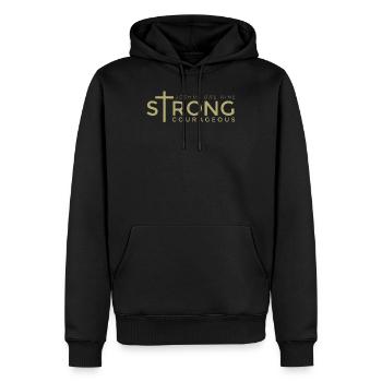 Stark, Mutig, Christlich - Männer Premium Bio Hoodie - Schwarz - Vorne - Nico (187cm)