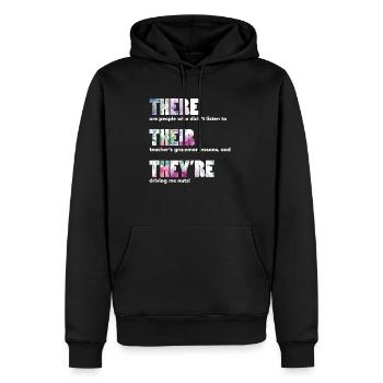 There Their They’re T shirt English Grammar Funny - Sweat à capuche Premium bio Homme - noir - Devant - Nico (187cm)