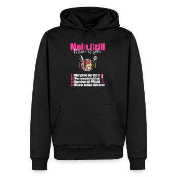 cooles BBQ Mein Grill meine Regeln Geschenk - Männer Premium Bio Hoodie - Schwarz - Vorne - Nico (187cm)