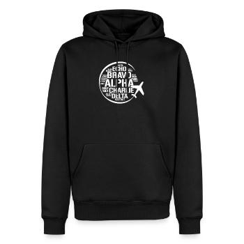 Flugzeug fliegen Pilot - Männer Premium Bio Hoodie - Schwarz - Vorne - Nico (187cm)