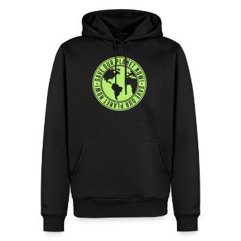save our planet now - Männer Premium Bio Hoodie - Schwarz - Vorne - Nico (187cm)