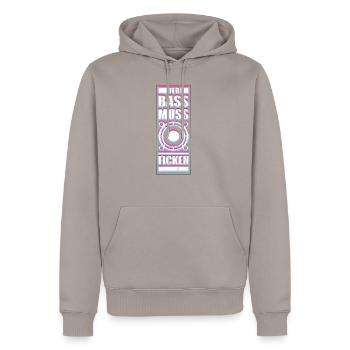 Techno ACID Psytrance La basse baise - Sweat à capuche Premium bio Homme - taupe - Devant - Nico (187cm)