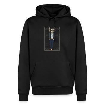 Cadeau homme cool en raton laveur - Sweat à capuche Premium bio Homme - noir - Devant - Nico (187cm)