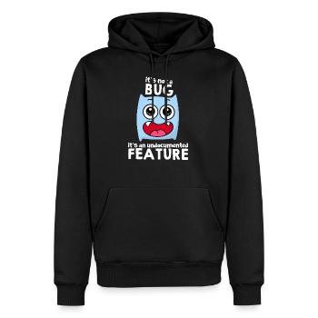 It's Not A Bug It's A Feature Sprüche Geschenkidee - Männer Premium Bio Hoodie - Schwarz - Vorne - Nico (187cm)