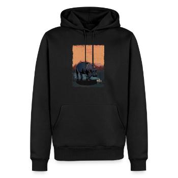 Nilpferd - Männer Premium Bio Hoodie - Schwarz - Vorne - Nico (187cm)