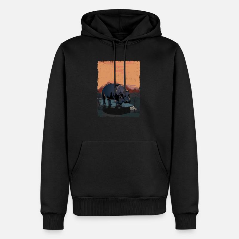 Nilpferd - Männer Premium Bio Hoodie - Schwarz