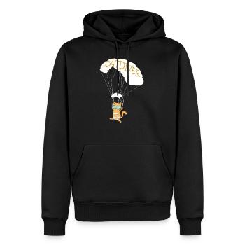 Parachutist T-Shirt Present for Skydiver Cat - Men’s Premium Organic Hoodie - black - Front - Nico (187cm)