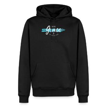Grâce, cadeau chrétien, grâce - Sweat à capuche Premium bio Homme - noir - Devant - Nico (187cm)