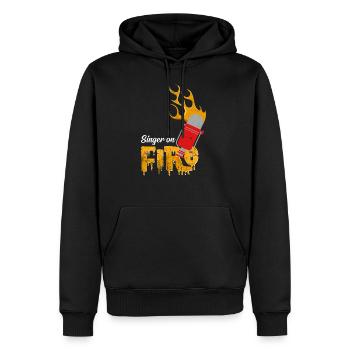 Idée cadeau musical pour le chanteur sur le microphone - Sweat à capuche Premium bio Homme - noir - Devant - Nico (187cm)