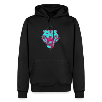 Neon-Tiger Gesicht Geschenk - Männer Premium Bio Hoodie - Schwarz - Vorne - Nico (187cm)